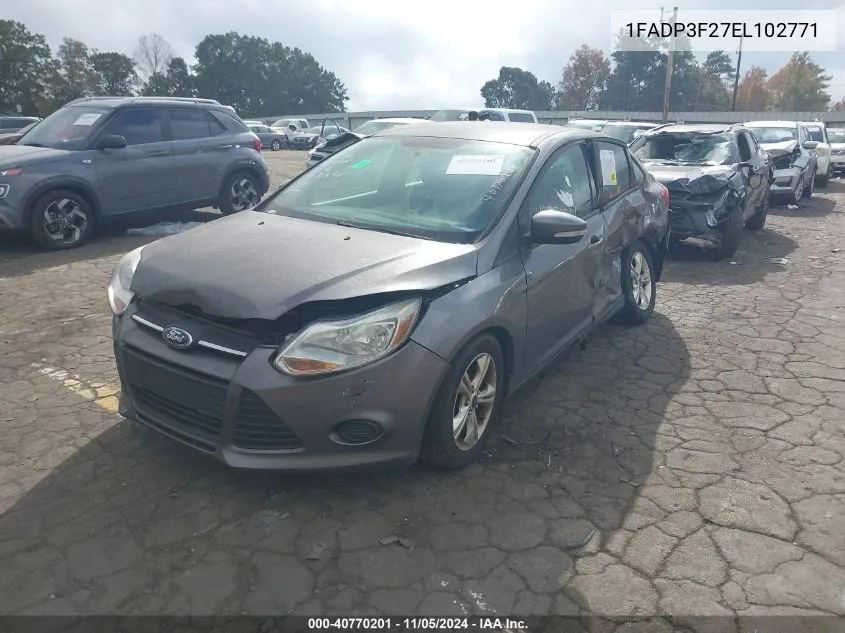 2014 Ford Focus Se VIN: 1FADP3F27EL102771 Lot: 40770201