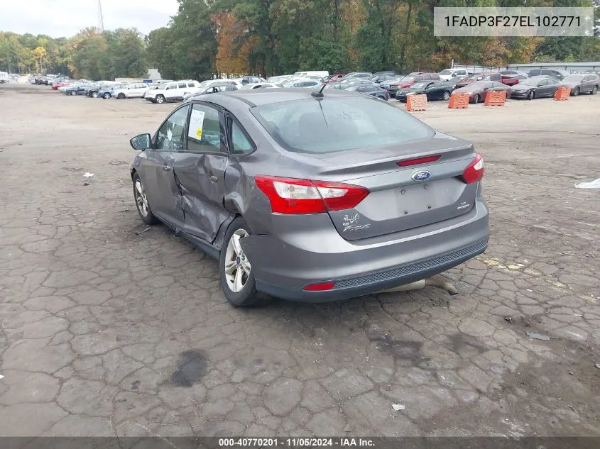 2014 Ford Focus Se VIN: 1FADP3F27EL102771 Lot: 40770201