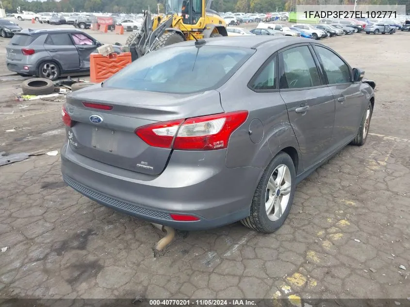 2014 Ford Focus Se VIN: 1FADP3F27EL102771 Lot: 40770201