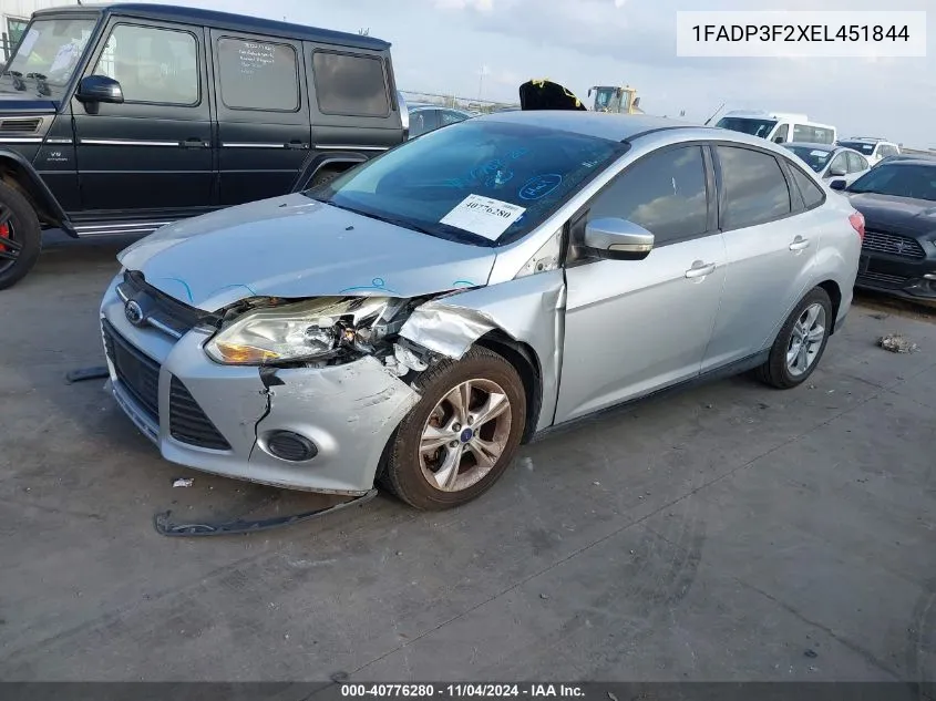 2014 Ford Focus Se VIN: 1FADP3F2XEL451844 Lot: 40776280