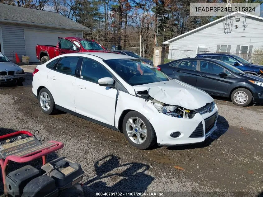 2014 Ford Focus Se VIN: 1FADP3F24EL315824 Lot: 40781732