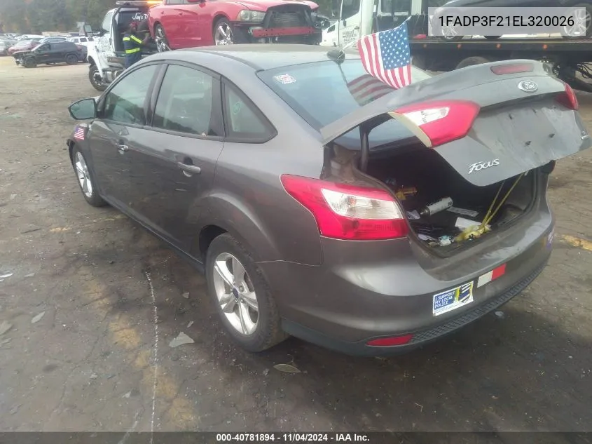 2014 Ford Focus Se VIN: 1FADP3F21EL320026 Lot: 40781894