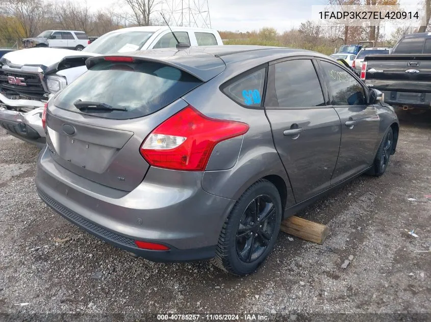 2014 Ford Focus Se VIN: 1FADP3K27EL420914 Lot: 40785257