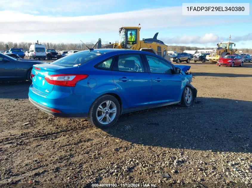 2014 Ford Focus Se VIN: 1FADP3F29EL340380 Lot: 40789100