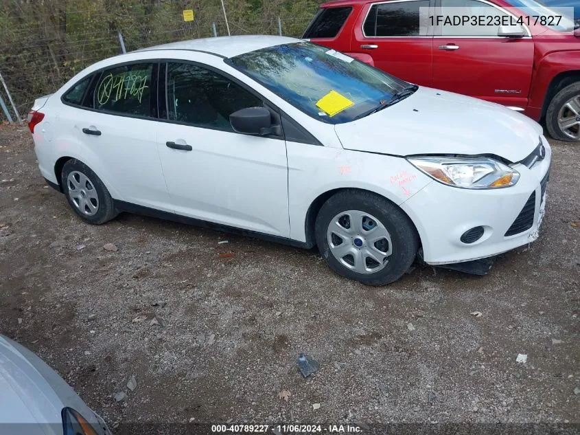 2014 Ford Focus S VIN: 1FADP3E23EL417827 Lot: 40789227