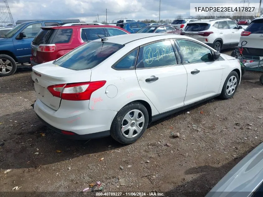 2014 Ford Focus S VIN: 1FADP3E23EL417827 Lot: 40789227