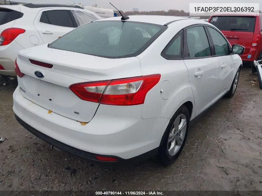 2014 Ford Focus Se VIN: 1FADP3F20EL306392 Lot: 40790144