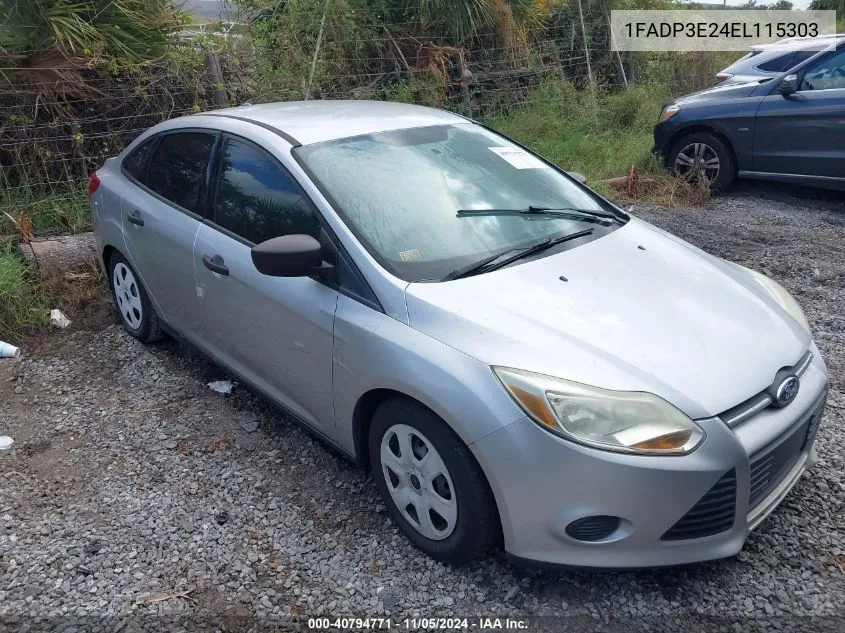 2014 Ford Focus S VIN: 1FADP3E24EL115303 Lot: 40794771