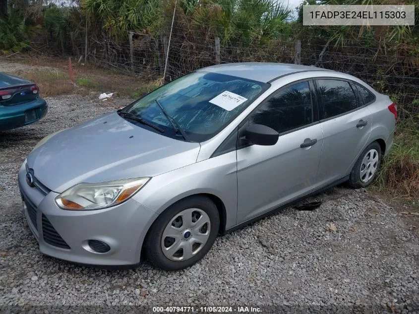 2014 Ford Focus S VIN: 1FADP3E24EL115303 Lot: 40794771