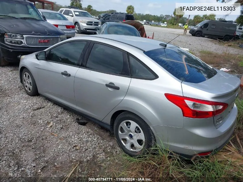 2014 Ford Focus S VIN: 1FADP3E24EL115303 Lot: 40794771