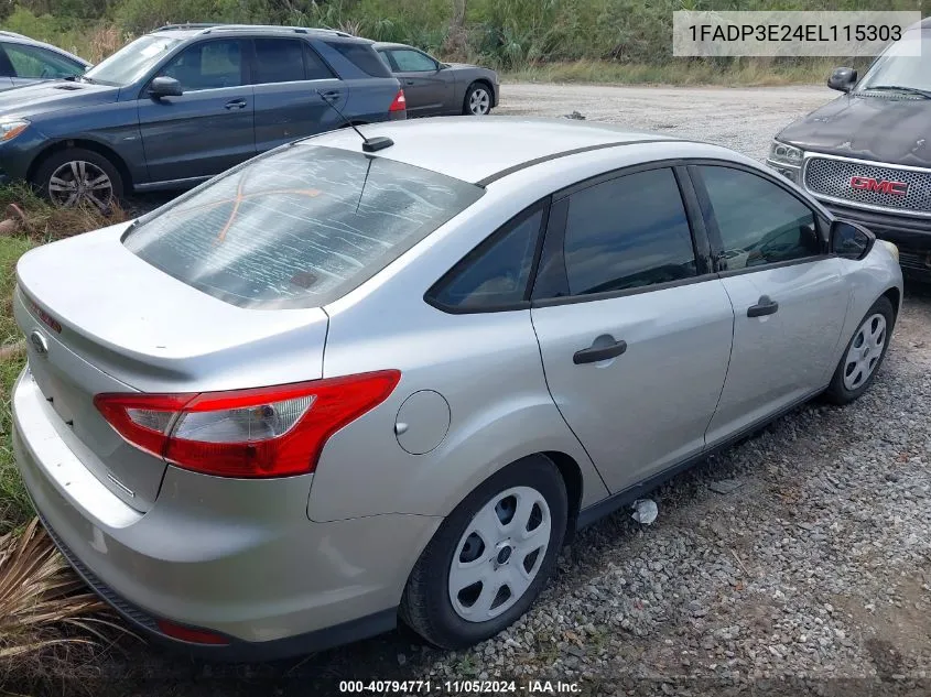 2014 Ford Focus S VIN: 1FADP3E24EL115303 Lot: 40794771