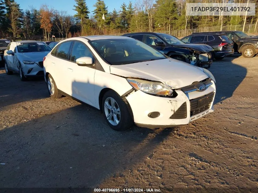 2014 Ford Focus Se VIN: 1FADP3F29EL401792 Lot: 40796695