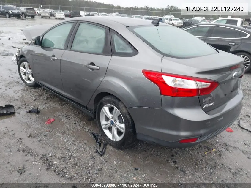 2014 Ford Focus Se VIN: 1FADP3F22EL127240 Lot: 40798080