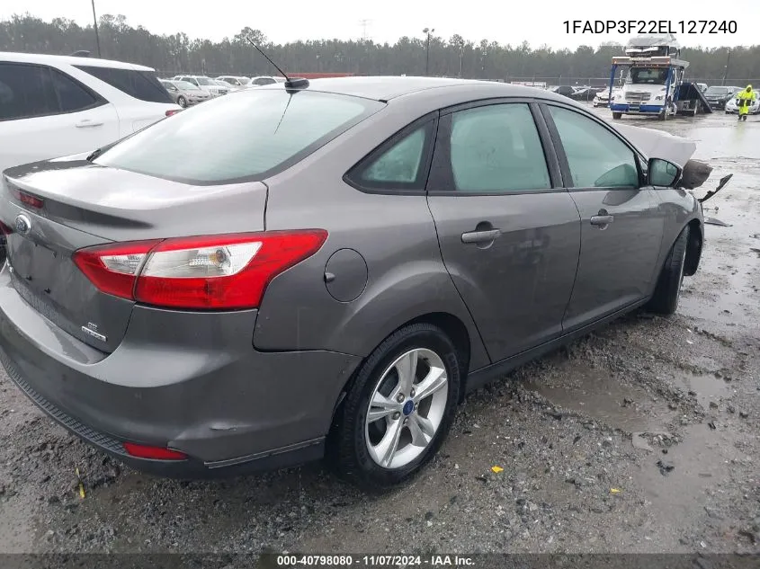 2014 Ford Focus Se VIN: 1FADP3F22EL127240 Lot: 40798080