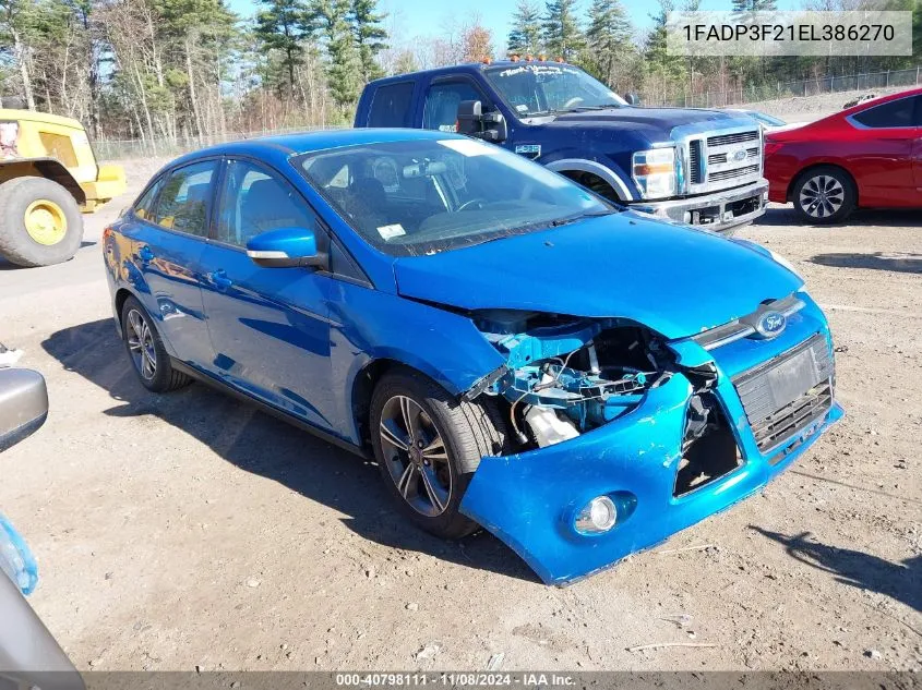 2014 Ford Focus Se VIN: 1FADP3F21EL386270 Lot: 40798111