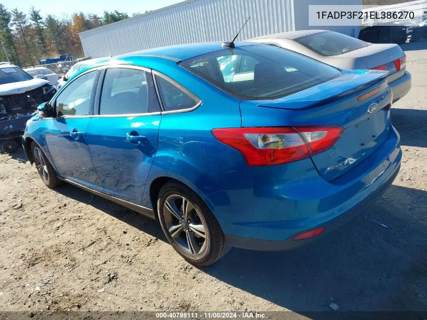 2014 Ford Focus Se VIN: 1FADP3F21EL386270 Lot: 40798111