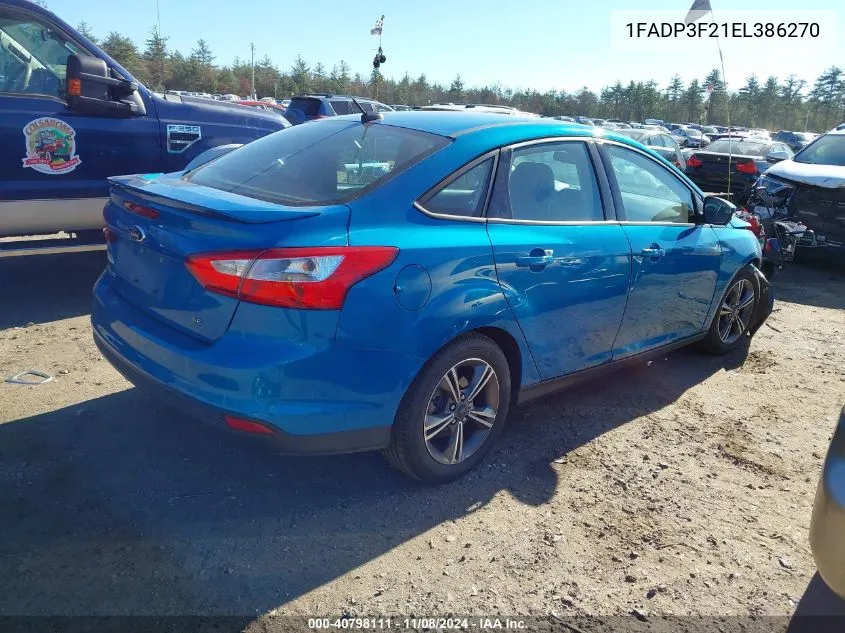 2014 Ford Focus Se VIN: 1FADP3F21EL386270 Lot: 40798111