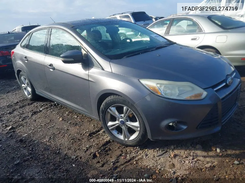 2014 Ford Focus Se VIN: 1FADP3F29EL274719 Lot: 40800049