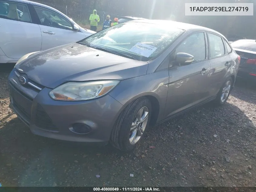 2014 Ford Focus Se VIN: 1FADP3F29EL274719 Lot: 40800049