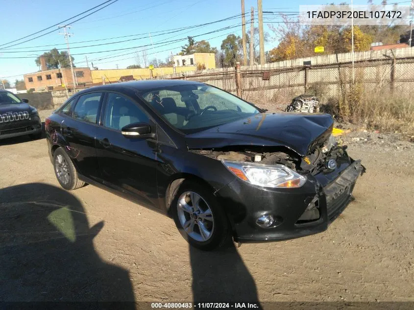 2014 Ford Focus Se VIN: 1FADP3F20EL107472 Lot: 40800483