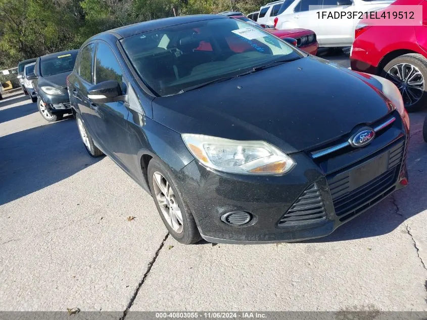 2014 Ford Focus Se VIN: 1FADP3F21EL419512 Lot: 40803055