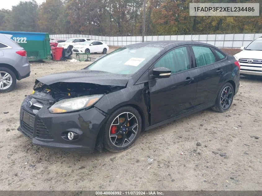 2014 Ford Focus Se VIN: 1FADP3F2XEL234486 Lot: 40806992