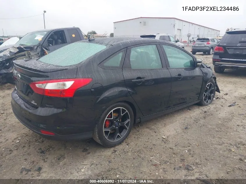 2014 Ford Focus Se VIN: 1FADP3F2XEL234486 Lot: 40806992