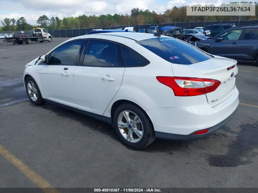 2014 Ford Focus Se VIN: 1FADP3F26EL367634 Lot: 40810367