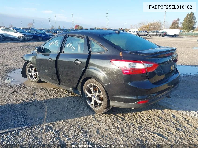 2014 Ford Focus Se VIN: 1FADP3F25EL318182 Lot: 40810716