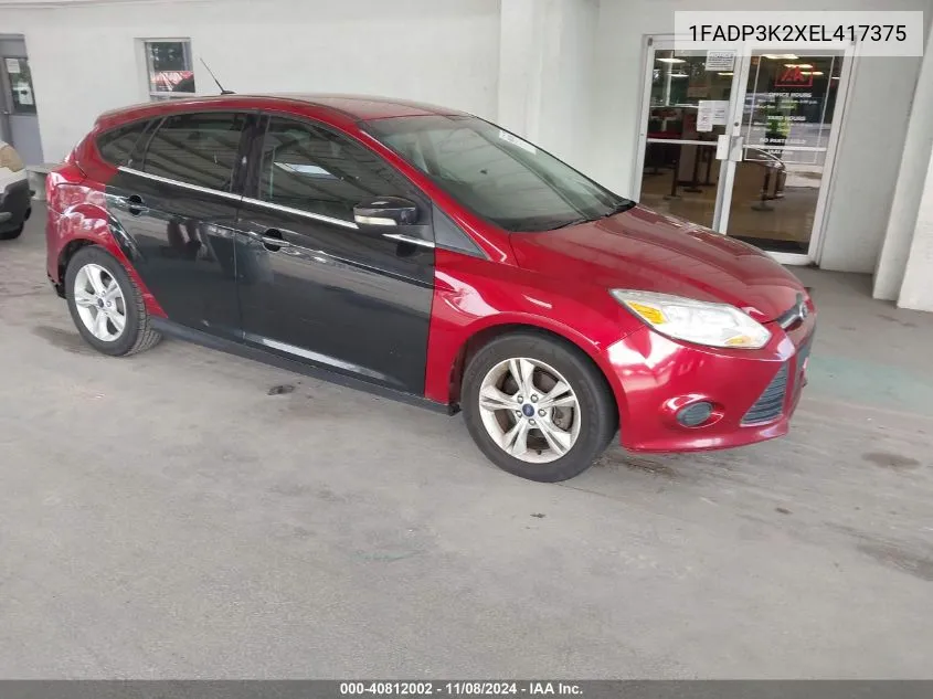 2014 Ford Focus Se VIN: 1FADP3K2XEL417375 Lot: 40812002