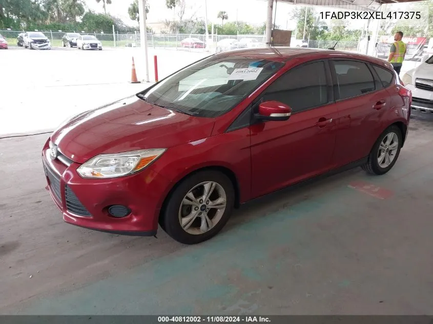 2014 Ford Focus Se VIN: 1FADP3K2XEL417375 Lot: 40812002