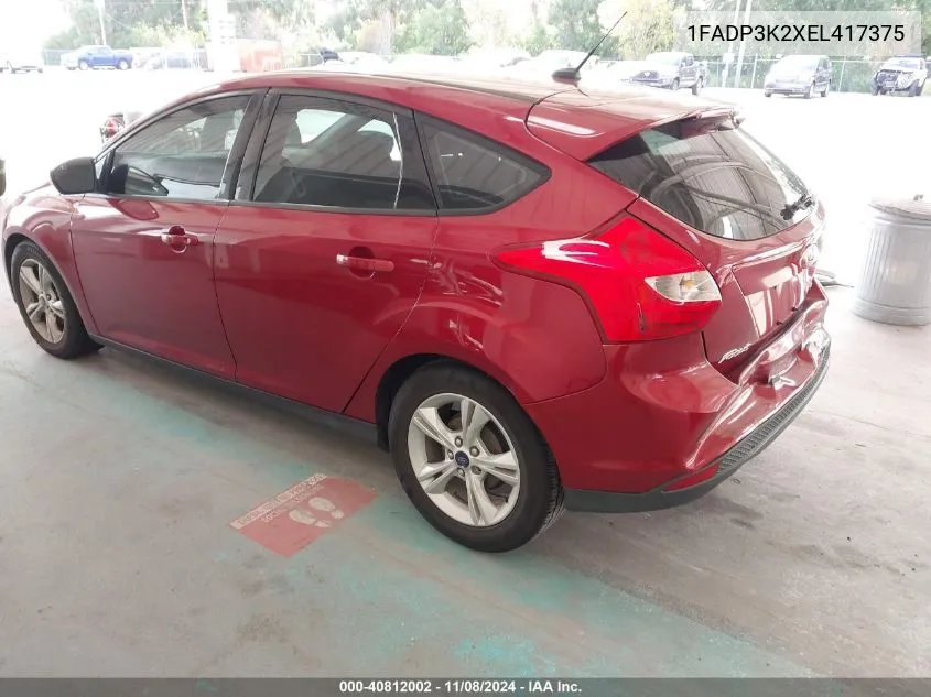 2014 Ford Focus Se VIN: 1FADP3K2XEL417375 Lot: 40812002