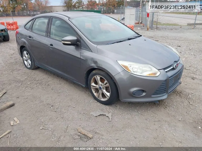 2014 Ford Focus Se VIN: 1FADP3F23EL252411 Lot: 40812935