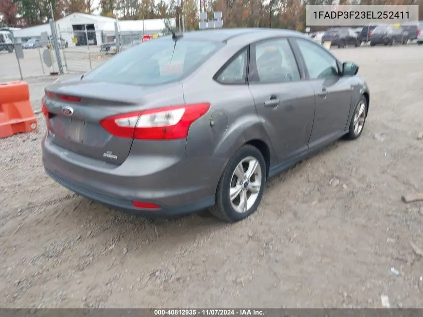 2014 Ford Focus Se VIN: 1FADP3F23EL252411 Lot: 40812935