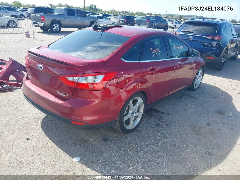 2014 Ford Focus Titanium VIN: 1FADP3J24EL184076 Lot: 40813449