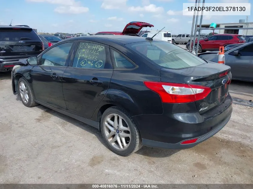 2014 Ford Focus Se VIN: 1FADP3F20EL378130 Lot: 40816076