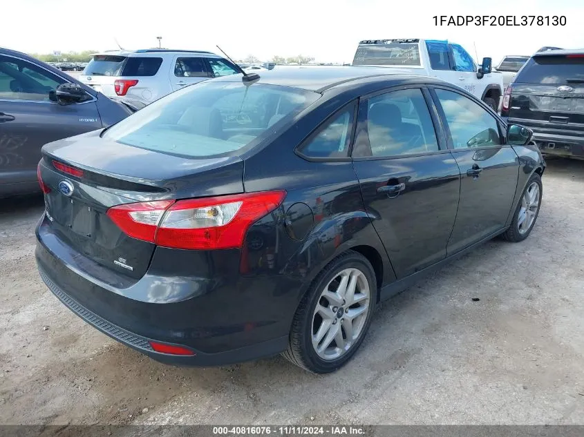 2014 Ford Focus Se VIN: 1FADP3F20EL378130 Lot: 40816076