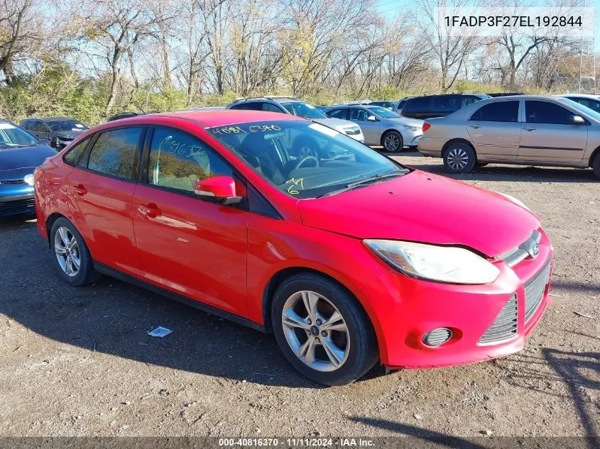 2014 Ford Focus Se VIN: 1FADP3F27EL192844 Lot: 40816370