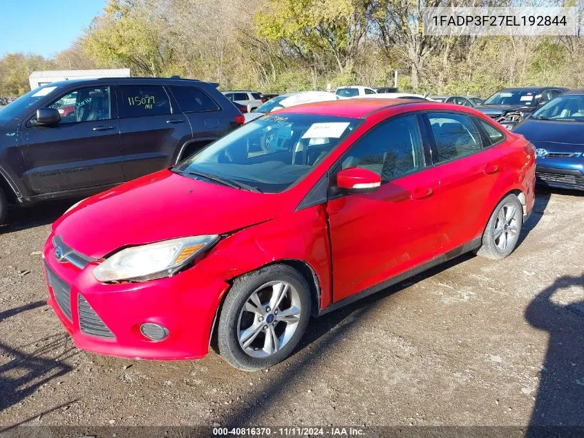 2014 Ford Focus Se VIN: 1FADP3F27EL192844 Lot: 40816370