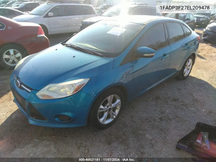 2014 Ford Focus Se VIN: 1FADP3F27EL209478 Lot: 40821181