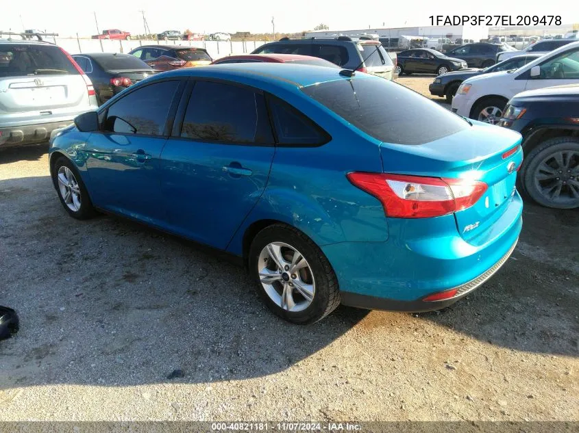 2014 Ford Focus Se VIN: 1FADP3F27EL209478 Lot: 40821181