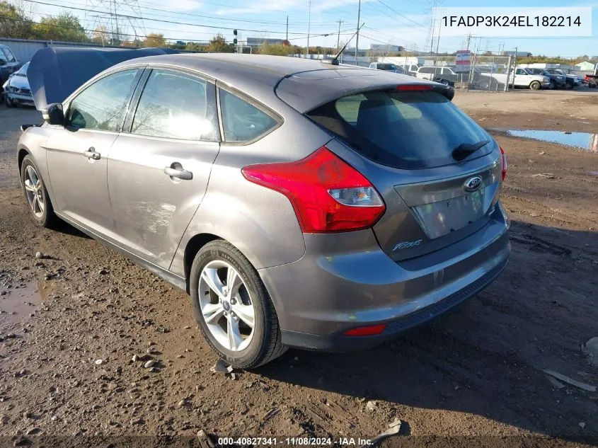 2014 Ford Focus Se VIN: 1FADP3K24EL182214 Lot: 40827341