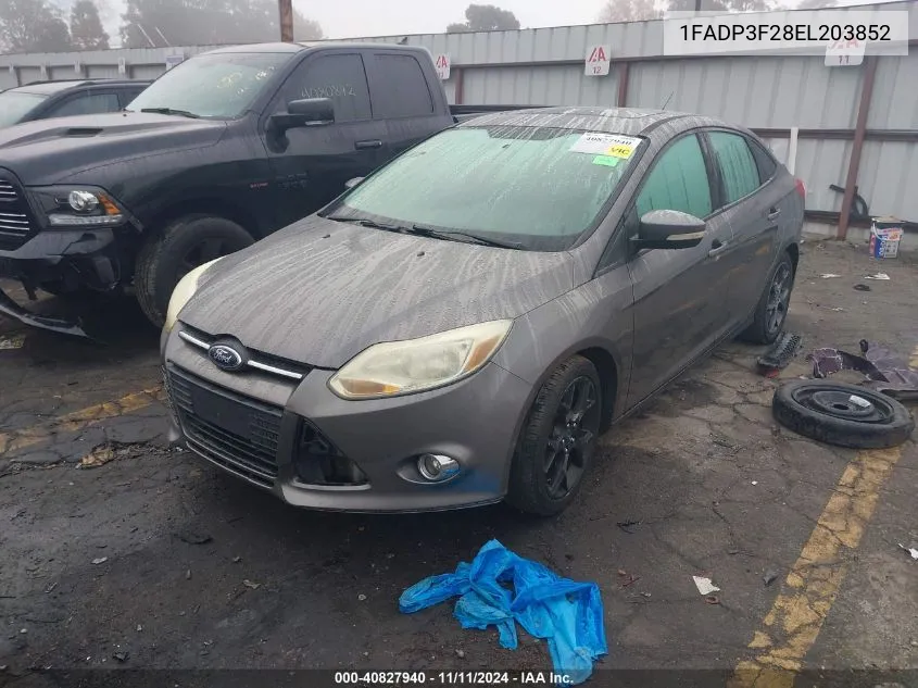 2014 Ford Focus Se VIN: 1FADP3F28EL203852 Lot: 40827940