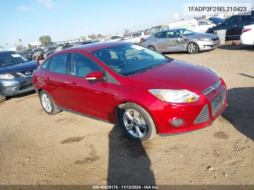 2014 Ford Focus Se VIN: 1FADP3F29EL210423 Lot: 40829176