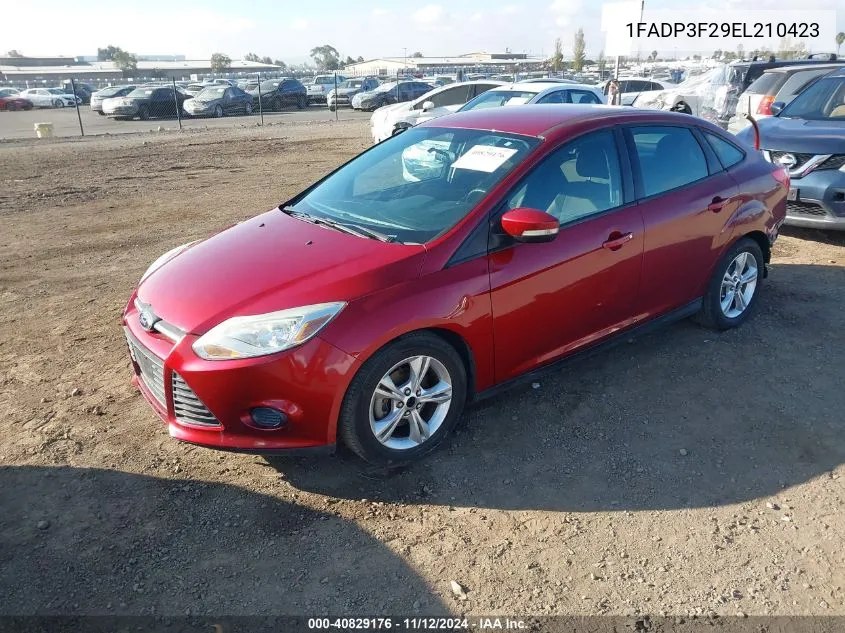 2014 Ford Focus Se VIN: 1FADP3F29EL210423 Lot: 40829176