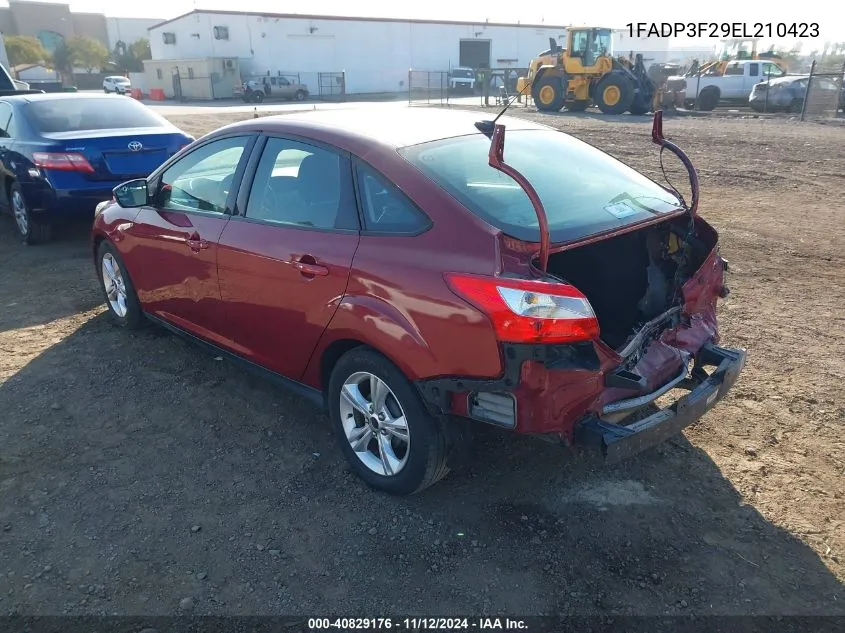 2014 Ford Focus Se VIN: 1FADP3F29EL210423 Lot: 40829176