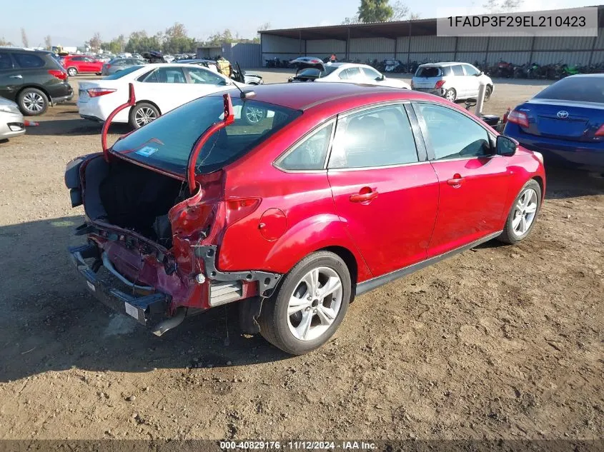 2014 Ford Focus Se VIN: 1FADP3F29EL210423 Lot: 40829176