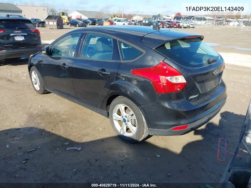 2014 Ford Focus Se VIN: 1FADP3K20EL143409 Lot: 40829719