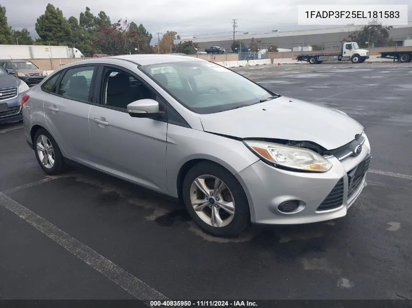 2014 Ford Focus Se VIN: 1FADP3F25EL181583 Lot: 40835950