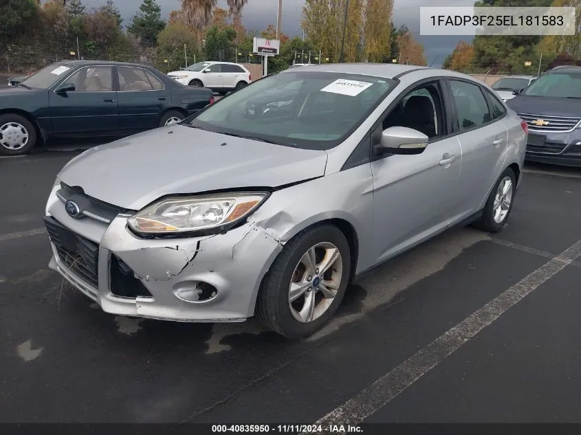 2014 Ford Focus Se VIN: 1FADP3F25EL181583 Lot: 40835950